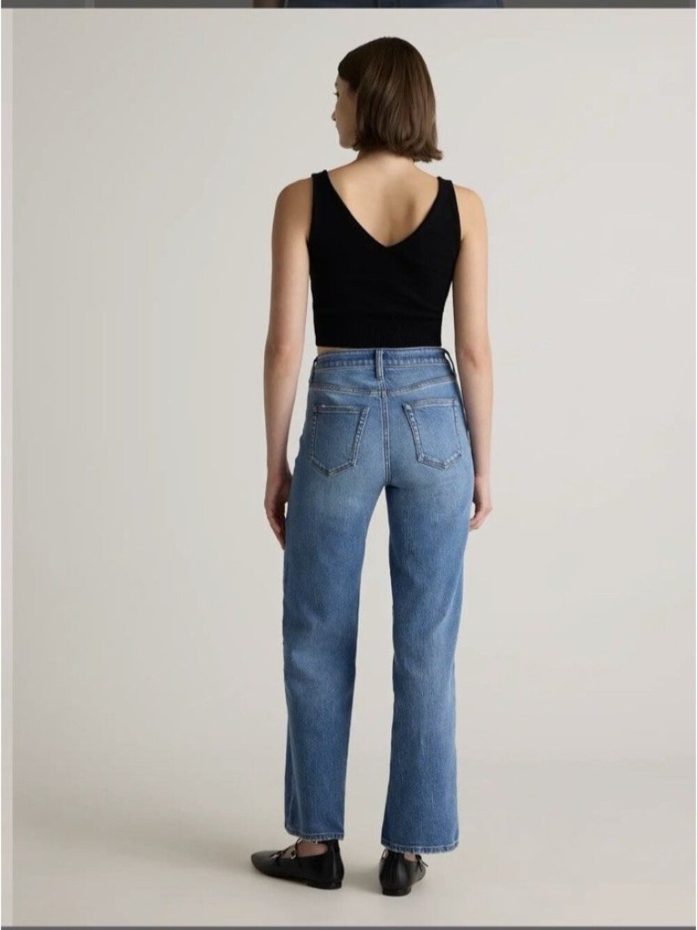 Quince Bella Stretch Relaxed Straight Jeans Denim Atlantic Blue Size 32/30 - Picture 6 of 16
